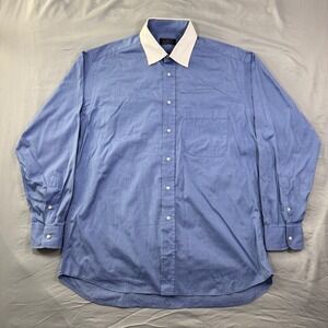 Gitman Bros for The Hound Blue Button Down Shirt White Collar Men's 16.5 35 USA